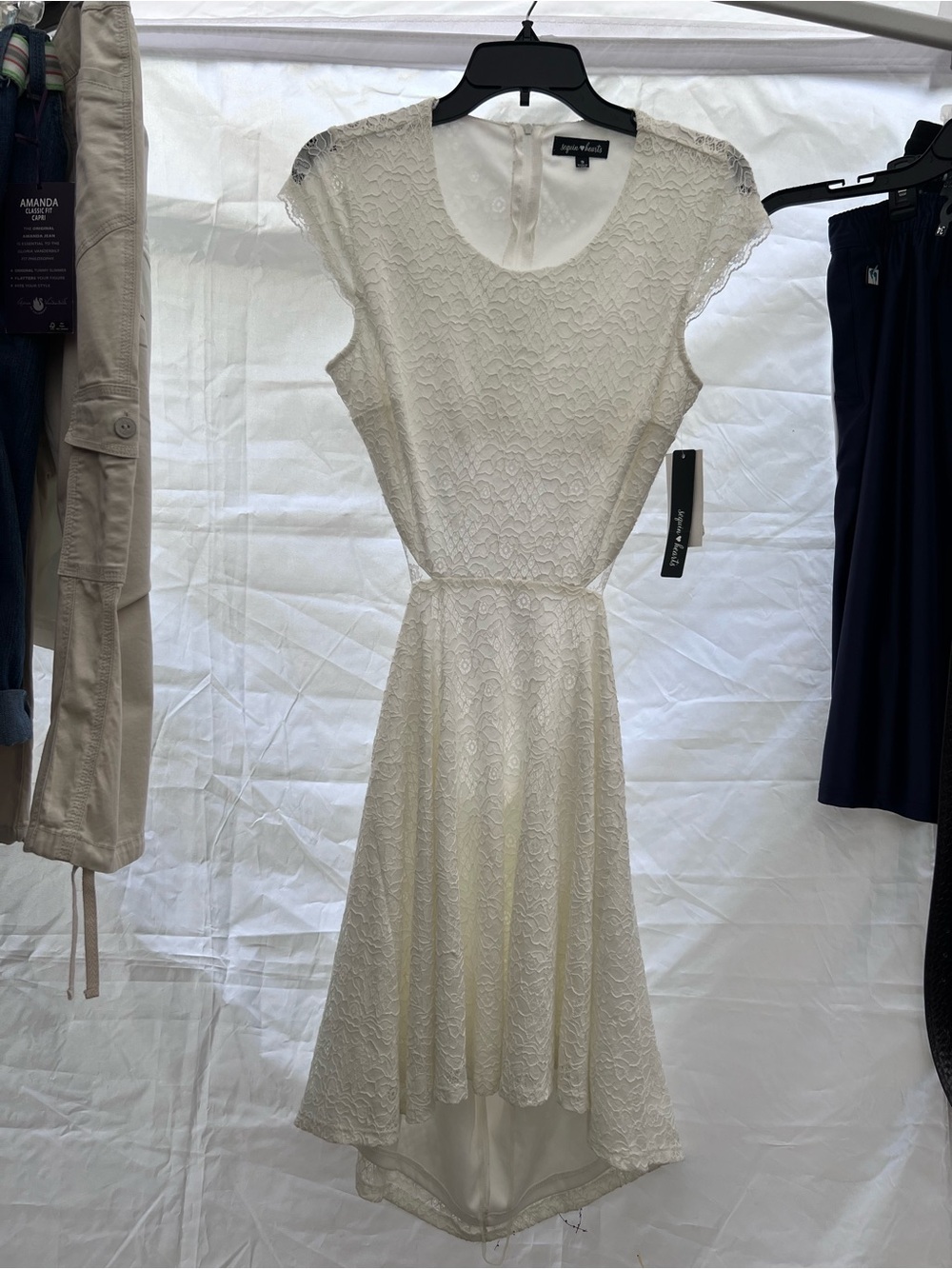 Sequin Hearts White Lace High-Low Fit & Flare Dress